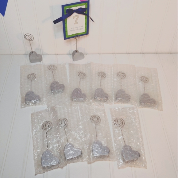 Silver Heart Place Card Holders set of 12 - Picture 9 of 11
